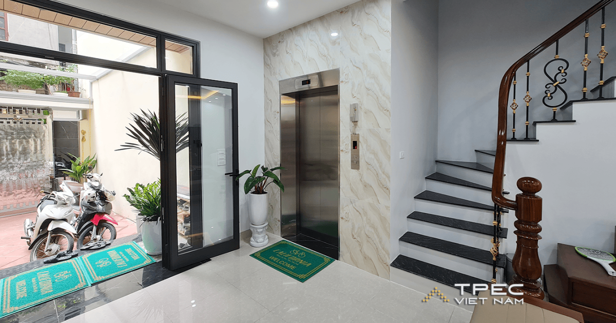 Lắp đặt thang máy nhà phố ngõ hẹp 5 tầng - Hoàng Mai