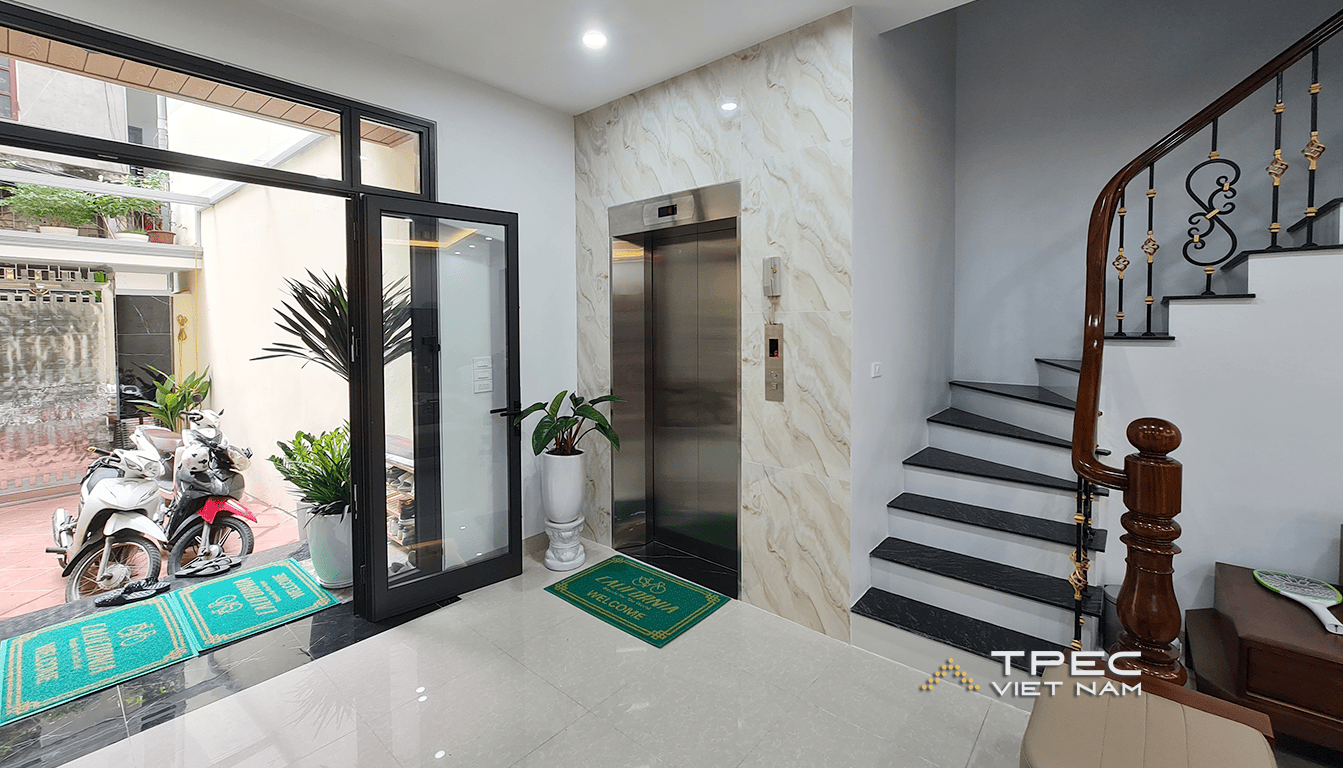 Lắp đặt thang máy nhà phố ngõ hẹp 5 tầng - Hoàng Mai