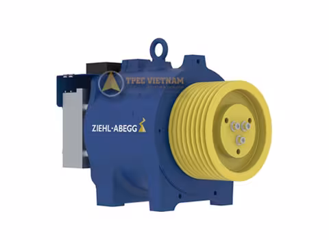 Động cơ thang máy Ziehl-Abegg ZAtop SM200 sản xuất tại Đức, puly cáp vàng
